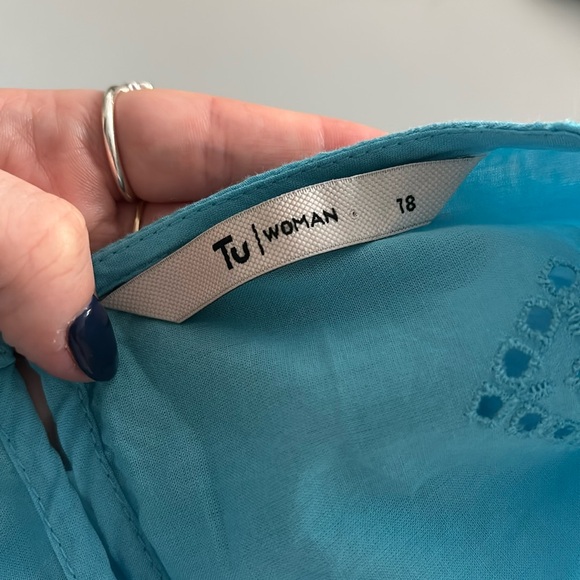 Tu Women Cotton Blue Blouse - Picture 7 of 7